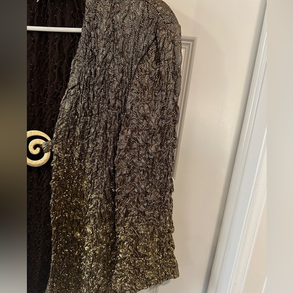 Joseph Ribkoff Women’s Gold Shimmer Open Cardigan Sweater Jacket Size 14 - Picture 3 of 10